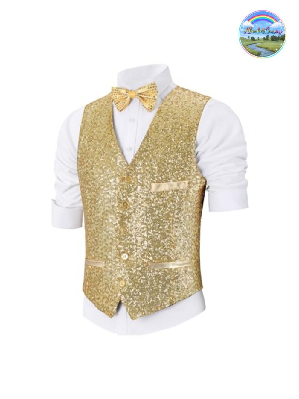Sequin Vest & Bowtie Set V-Neck Formal Party Waistcoat